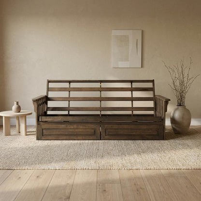 Wooden Futon Frame in Natural Finish with Sturdy Construction