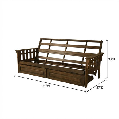 Wooden Futon Frame in Natural Finish with Sturdy Construction