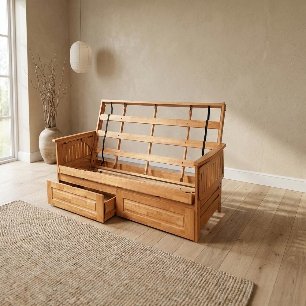Gray Futon Sofa Bed with Durable Frame and Comfortable Mattress