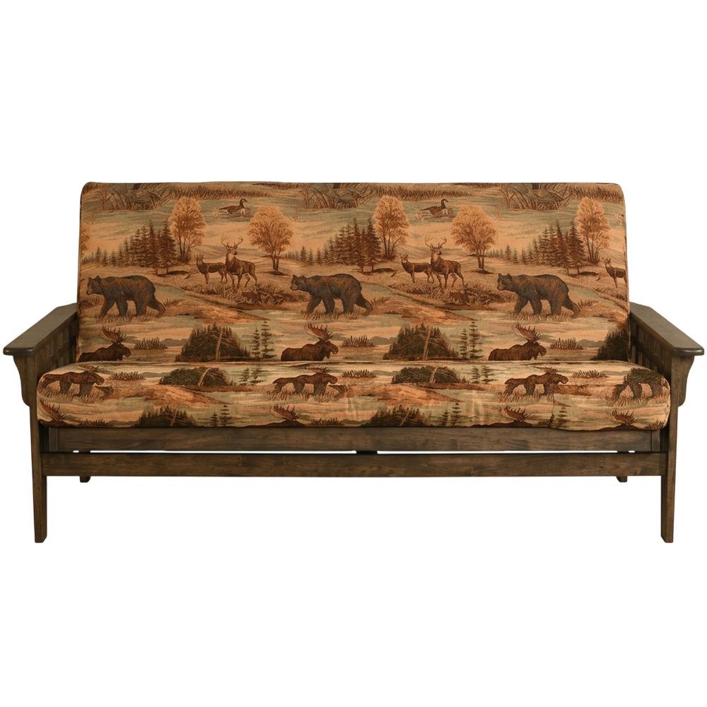 Twin Futon Sofa Bed with Wooden Frame, Versatile Design