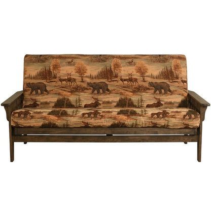 Twin Futon Sofa Bed with Wooden Frame, Versatile Design