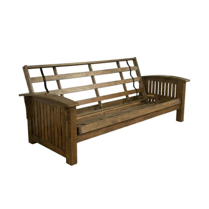 Rustic Walnut Futon with Sturdy Frame and Comfortable Seating