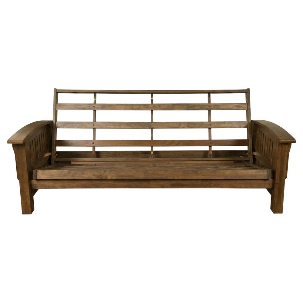Rustic Walnut Futon with Sturdy Frame and Comfortable Seating
