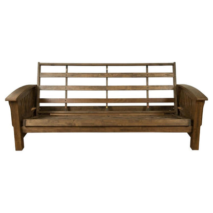 Rustic Walnut Futon with Sturdy Frame and Comfortable Seating