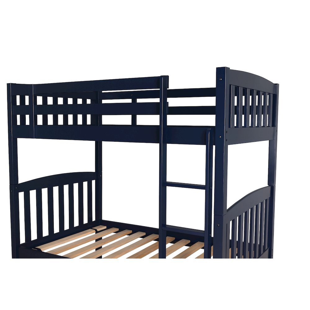 Twin Bunk Bed with Storage Drawers, Twin, Navy Blue (Mattresses Not Included)
