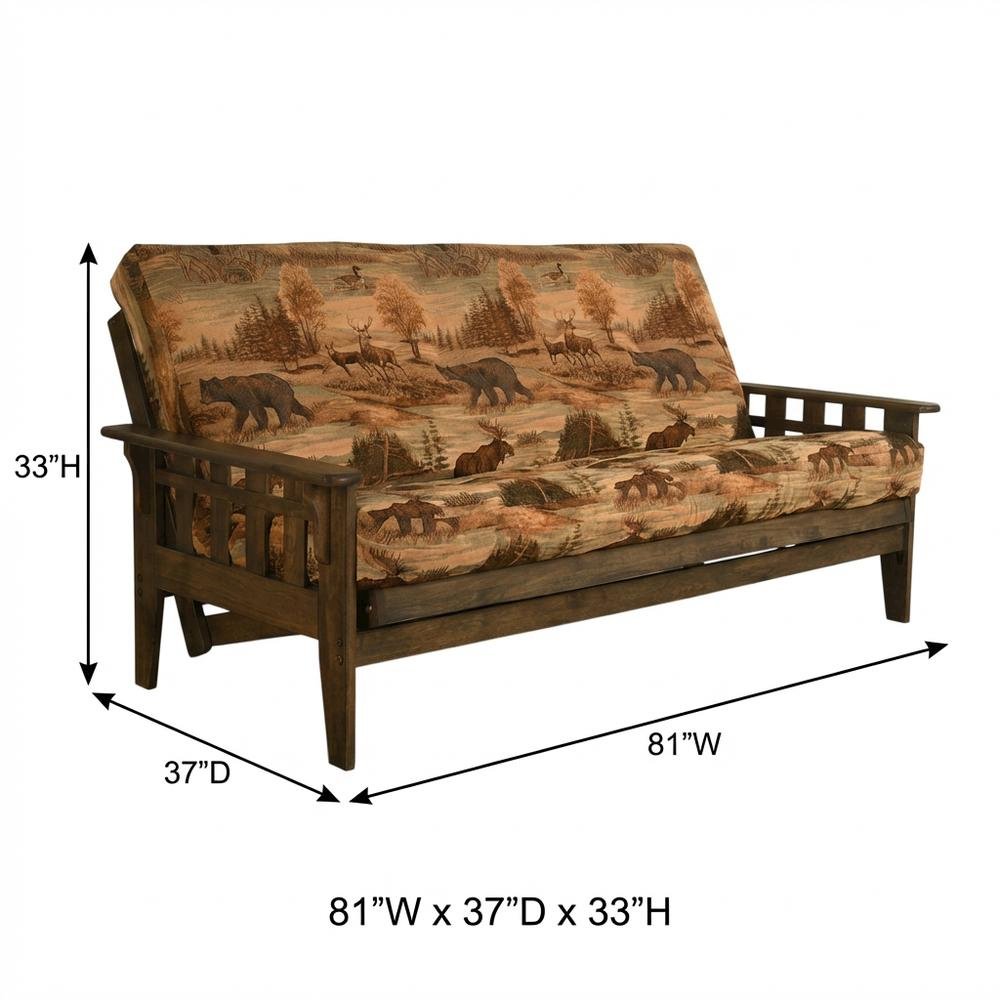 Twin Futon Sofa Bed with Wooden Frame, Versatile Design