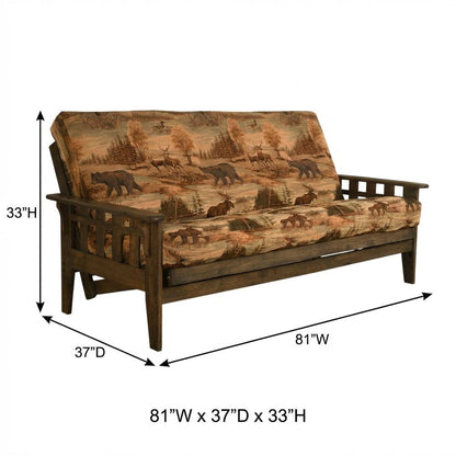 Twin Futon Sofa Bed with Wooden Frame, Versatile Design