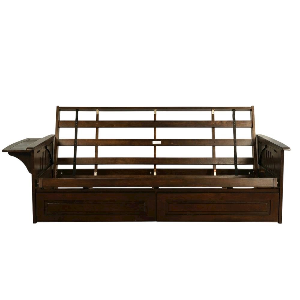 Contemporary Fabric Futon with Polyester Cover and Sturdy Frame