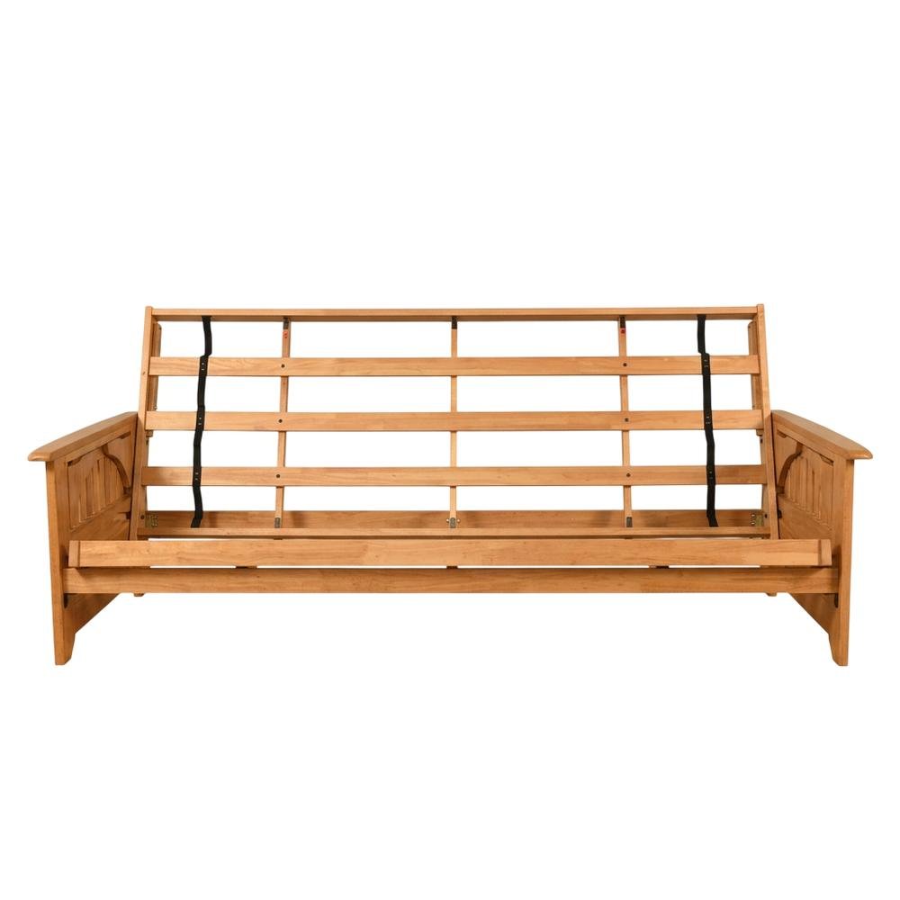 Gray Futon with Espresso Frame and Comfortable Seating for Living Rooms