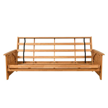 Gray Futon with Espresso Frame and Comfortable Seating for Living Rooms