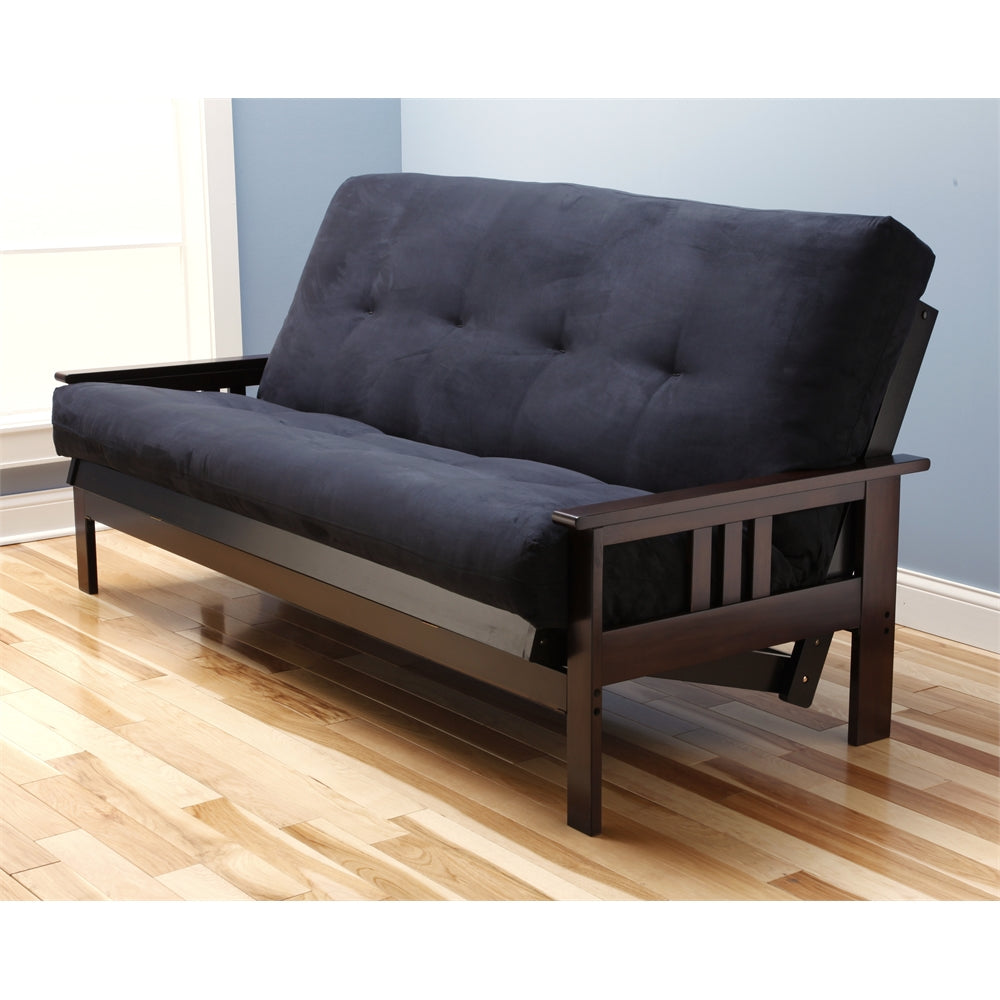 Monterey Frame-Espresso Finish-Suede Black Mattress