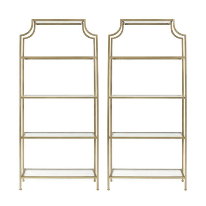 Freestanding Shelf with Soft Gold Finish and Anti-Tip Hardware