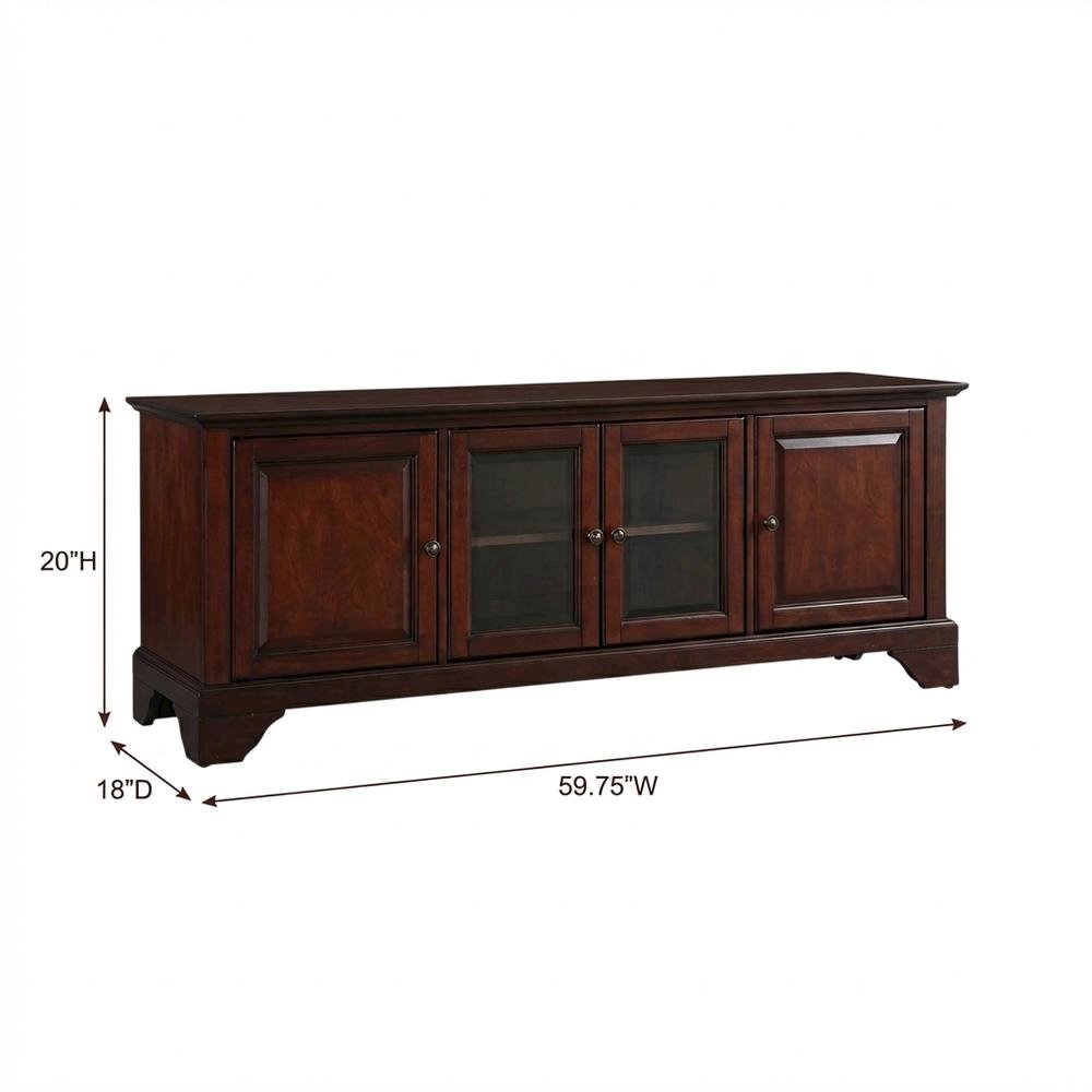 Mahogany TV Stand with Anti-Tip Mechanism and Low Profile Design