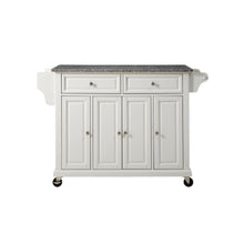 White and Gray Kitchen Cart with Granite Top and Storage Space