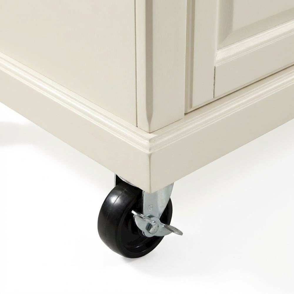 White and Gray Kitchen Cart with Granite Top and Storage Space
