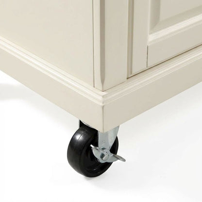 White and Gray Kitchen Cart with Granite Top and Storage Space