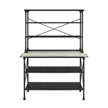 Matte Black Kitchen Island and Hutch Set with Anti-Tip Safety Features