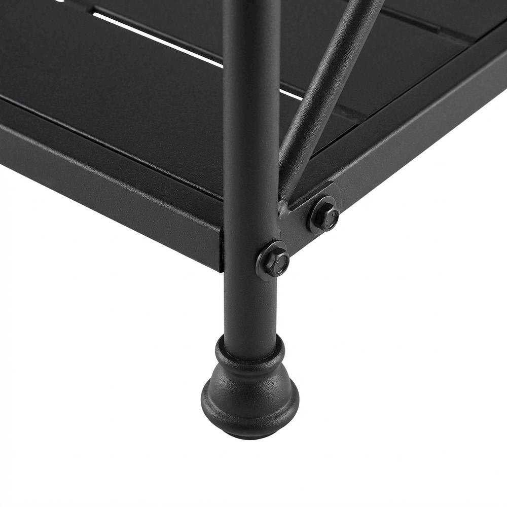 Matte Black Kitchen Island and Hutch Set with Anti-Tip Safety Features