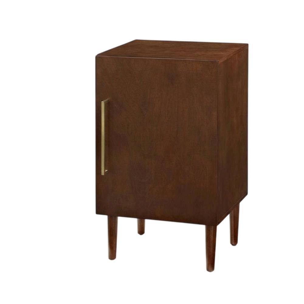 Mahogany Record Player Stand with Anti-Tip Mechanism and Elevated Clearance