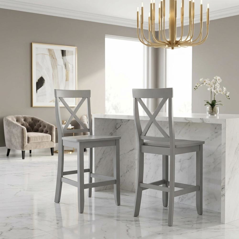 Counter Height Bar Stool Set with X-Back Design in Stylish Finish