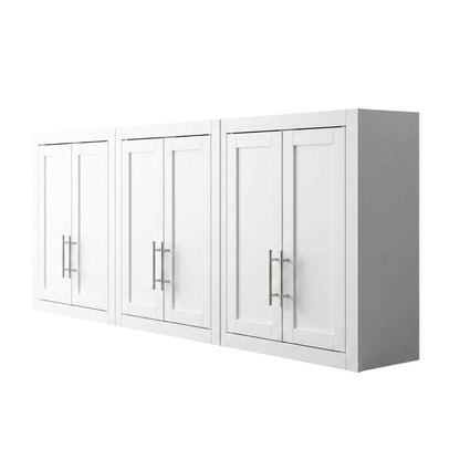 White 3-Piece Wall Storage Cabinet Set, MDF Birch Veneer