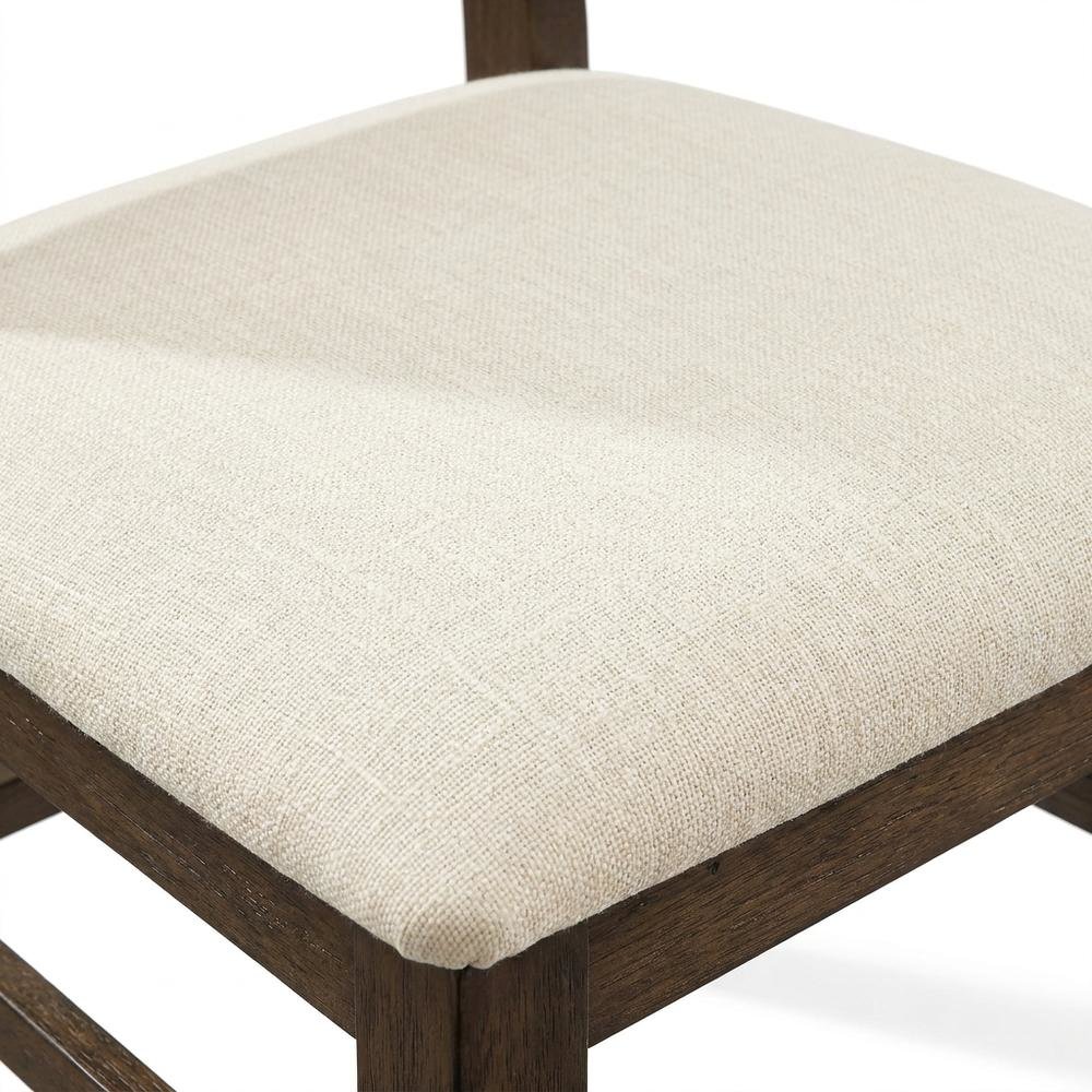 Upholstered Dining Chair Set with Creme Accent - 2 Piece Styling