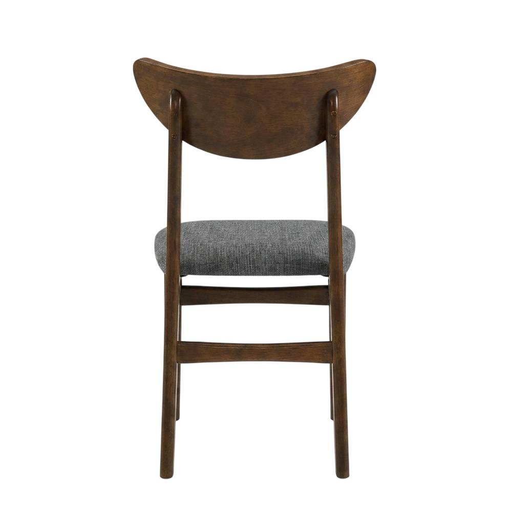 Wood Dining Chairs with Upholstered Seats and Curved Backrest, Set of 2
