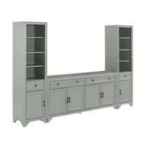 3-Piece Entertainment Center Set with Sideboard and Bookcases