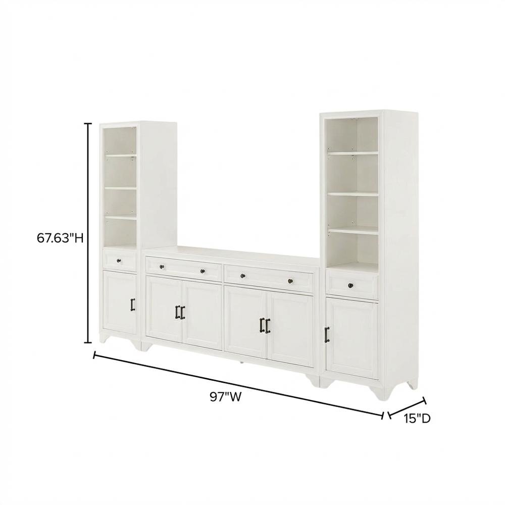 Contemporary 3-Piece Entertainment Center with Sideboard and Bookcases
