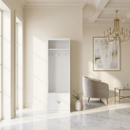 Hall Tree with Shelves and Coat Storage in Elegant Finish
