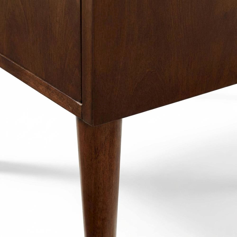 Mahogany Record Player Stand with Anti-Tip Mechanism and Elevated Clearance