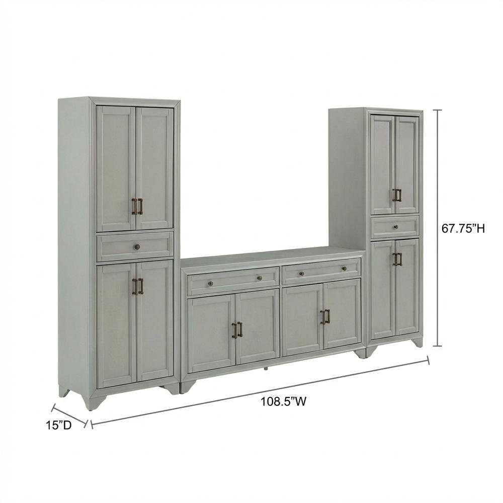 3-Piece Entertainment Center with Sideboard and Storage Pantries