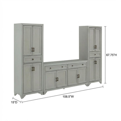 3-Piece Entertainment Center with Sideboard and Storage Pantries