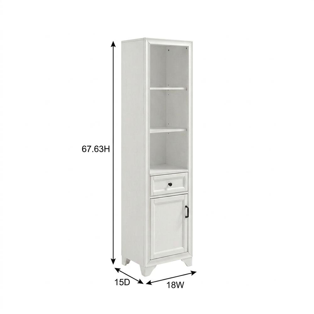 White linen cabinet with anti-tip hardware and sturdy construction