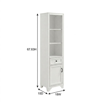 White linen cabinet with anti-tip hardware and sturdy construction