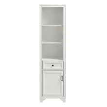 White linen cabinet with anti-tip hardware and sturdy construction
