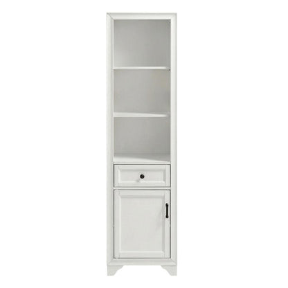 White linen cabinet with anti-tip hardware and sturdy construction