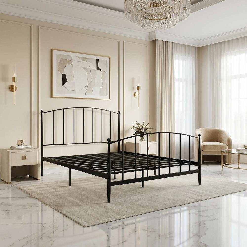 Black Queen Headboard and Footboard with Classic Design and Durable Finish