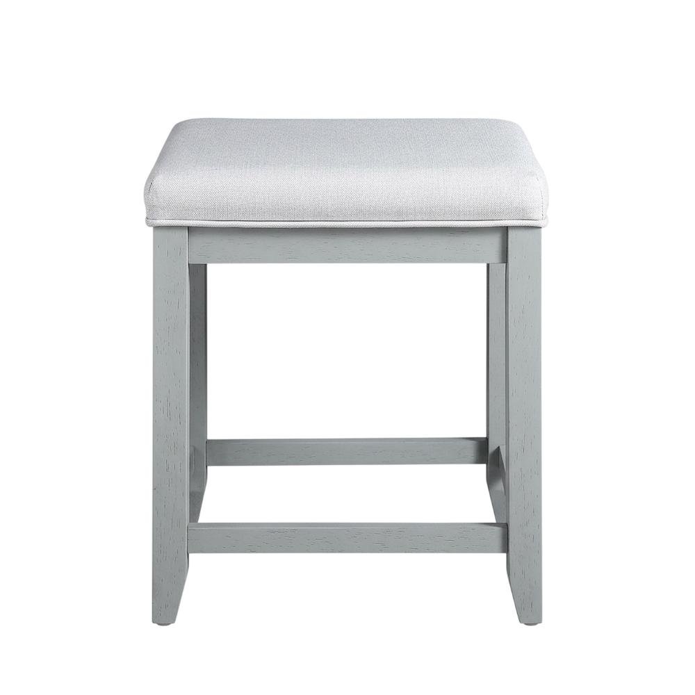 Gray Vanity Stool with Padded Seat and Modern Design