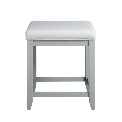 Gray Vanity Stool with Padded Seat and Modern Design