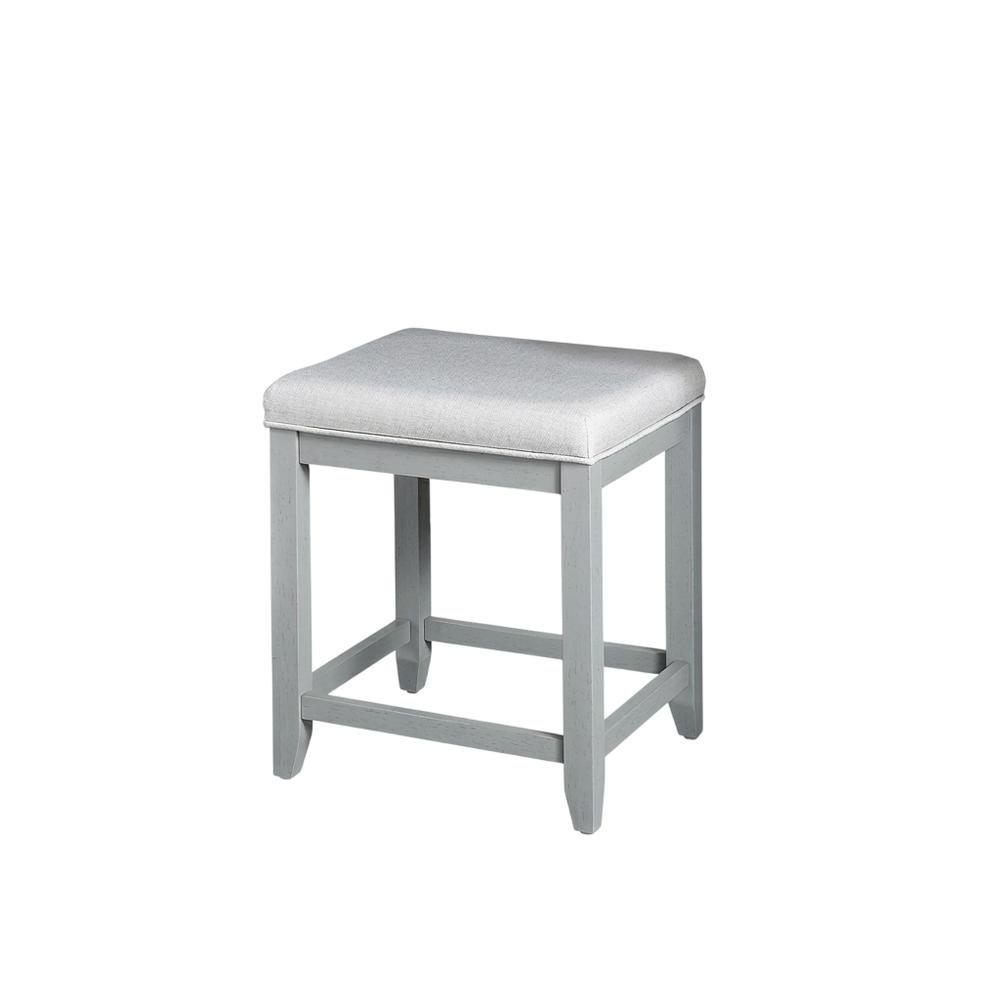 Gray Vanity Stool with Padded Seat and Modern Design