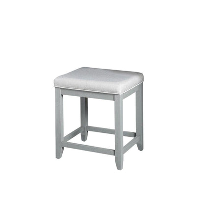Gray Vanity Stool with Padded Seat and Modern Design