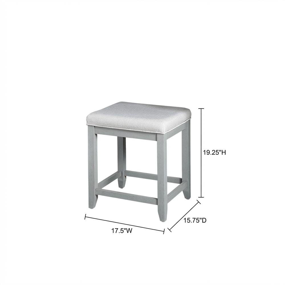 Gray Vanity Stool with Padded Seat and Modern Design