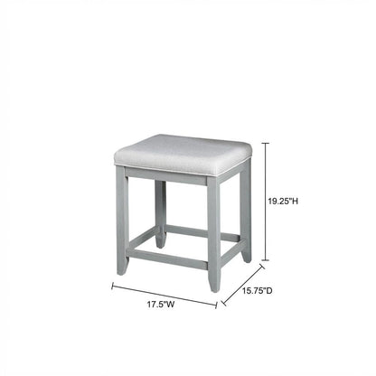 Gray Vanity Stool with Padded Seat and Modern Design