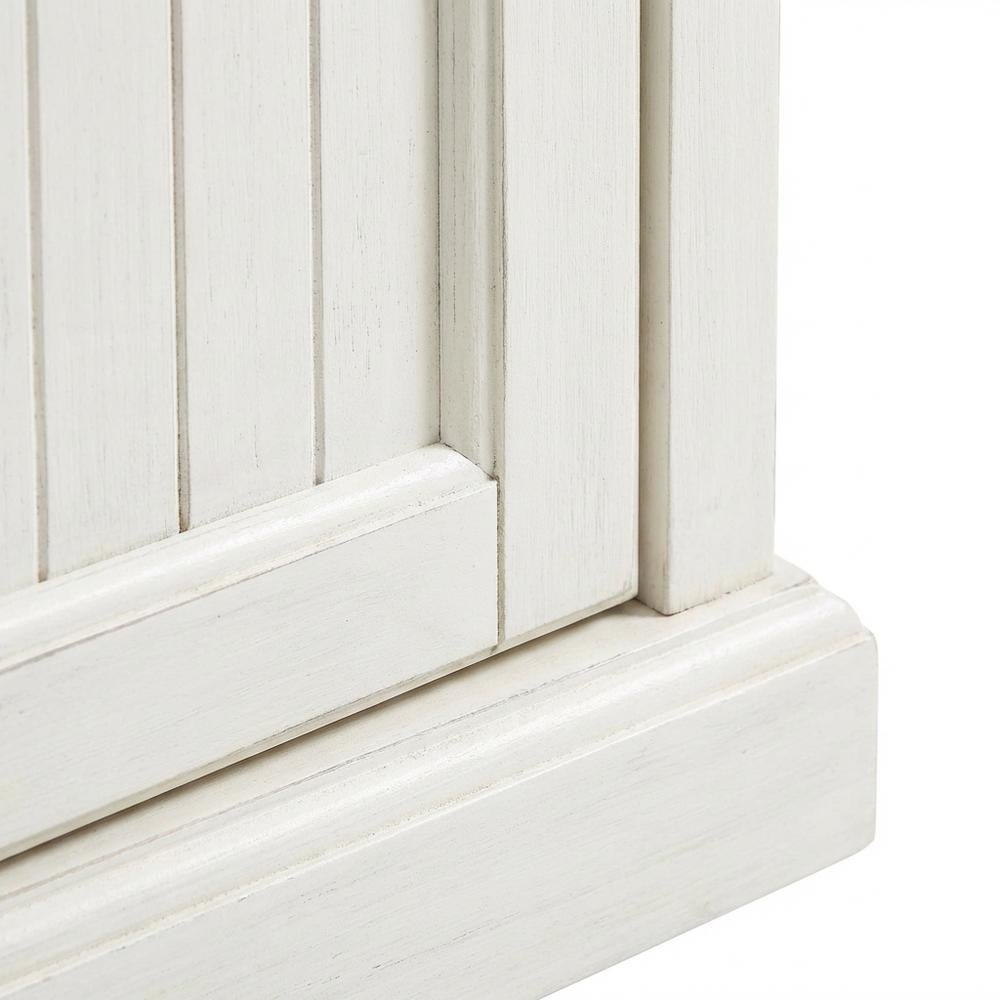White kitchen pantry cabinet with anti-tip safety feature, sturdy construction