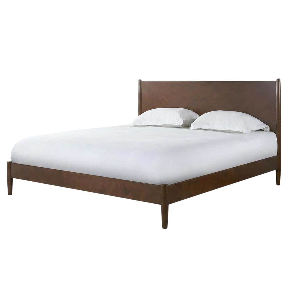 Mahogany Platform Bed with Headboard, Footboard, Sturdy Rails, Anti-Tip Safety