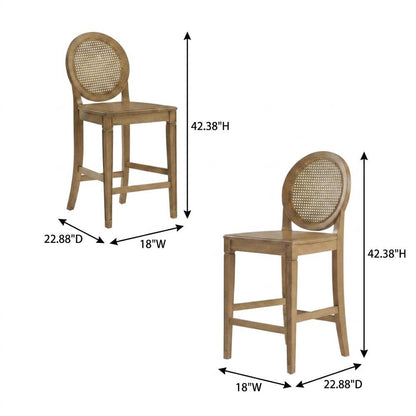 Cane-Back Counter Stool Set with Elegant Design and Comfortable Seating