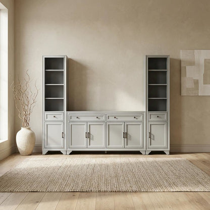 3-Piece Entertainment Center Set with Sideboard and Bookcases
