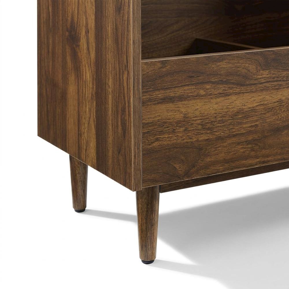 Wooden record player stand with vinyl storage, compact design for living rooms
