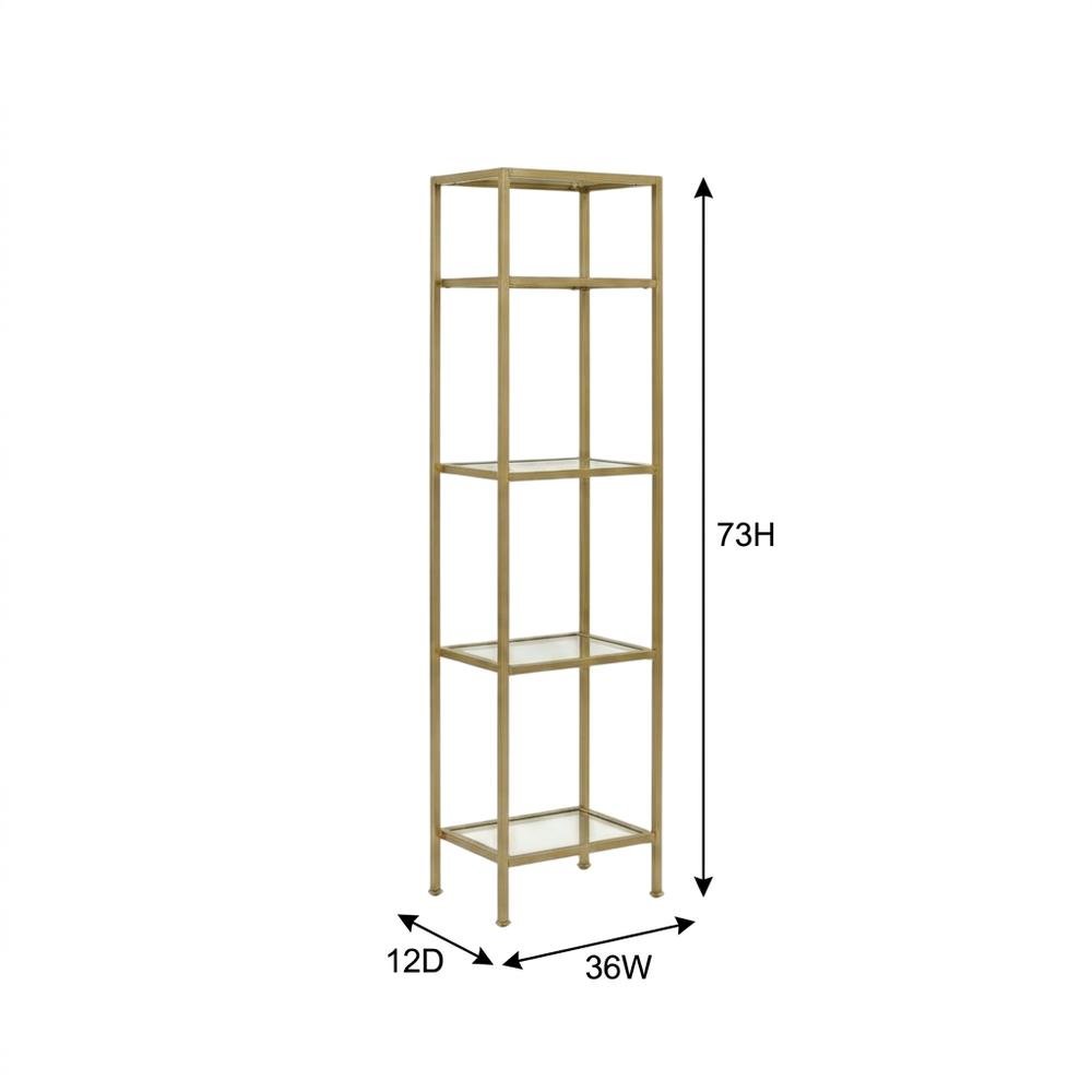 Set of 2 Narrow Freestanding Shelves in Soft Gold for Stylish Storage